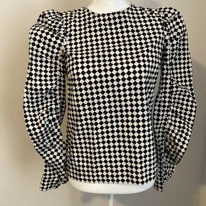 Harlequin H&M Top with Puffy Ruched Sleeves, Sz. 6, EUC